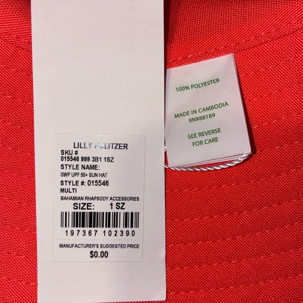 Lilly Pulitzer Women's UPF 50+ Reversible Canvas Sun Hat Bahamian Rhapsody NEW - Picture 8 of 8
